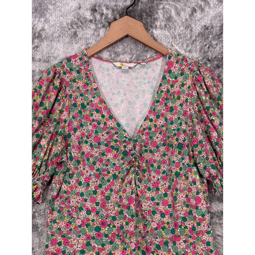 Boden Dress Womens Jersey V Neck Prairie Floral Short Sleeve Size 8 - Picture 2 of 9